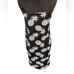 Reversible Hawaiian Pineapple Polka Dot Skirt Sleeveless Dress Women's Size M